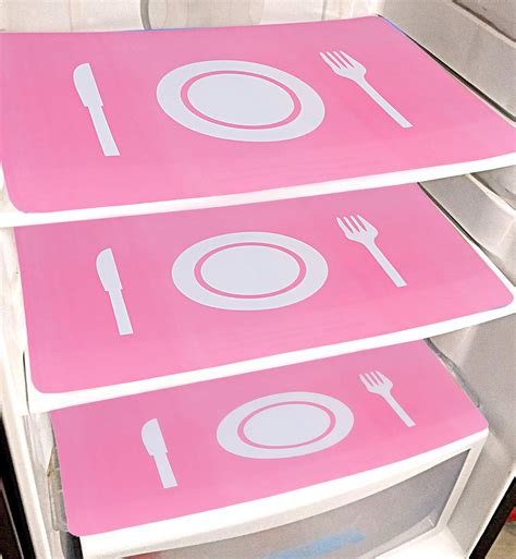 Kuber Industries Plate Design PVC 6 Pieces Fridge Mats (Pink ...
