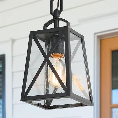 Buy Black Outdoor Hanging Light Mini 1-Light Farmhouse Hanging Lantern ...