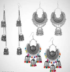Flipkart.com - Buy JMBW INTERNATIONAL tripal drop jhumki & chnadbali ...