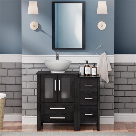 UEV 36 Black Bathroom Vanity with Vessel Sink,Modern India | Ubuy
