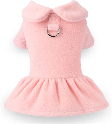 KUTKUT Small Dog Girl Dress with Leash Ring, Princess Style Winter Warm ...