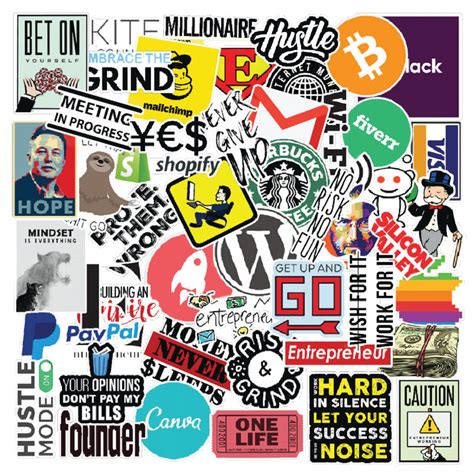 Motivational Entrepreneur Laptop Vinyl Sticker Pack Of 50 – Stickerly