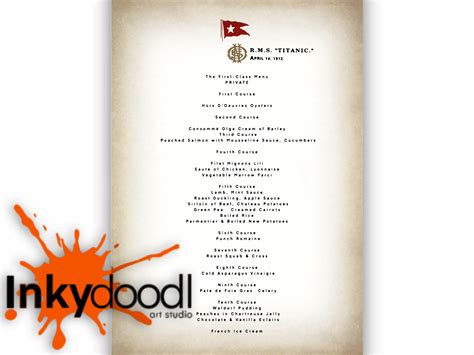 Image result for Ftitanic First Class Menu