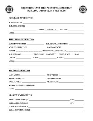 NJ MCFPD Building Inspection Pre-Plan Form - Mercer County - Fill and ...