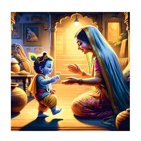 Akki World Vinyl Maa Yashoda With Baal Krishna God Wall Poster For ...