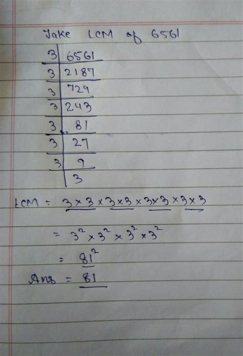 Find square root of 6561 by long division method - Brainly.in