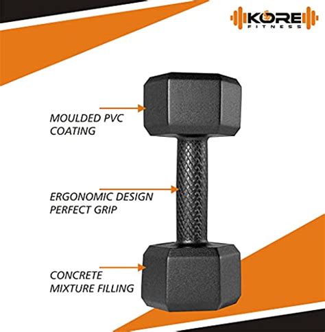 Kore PVC DM-2kg-Combo 161 Dumbbells Set and Fitness Kit for Men and ...