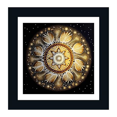 DEKORSTATION Beautiful Australian Aboriginal Artwork Gold White Mandala ...
