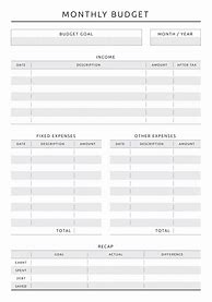 Image result for Monthly Budget Template