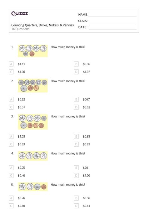 50+ Quarters worksheets for 2nd Class on Quizizz | Free & Printable