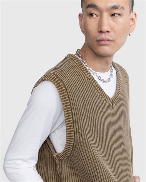Highsnobiety - Pigment Dyed Loose Knit Sweater Vest Brown