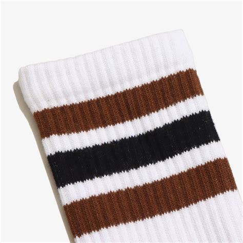 atmos COLOR LINE AAA SOCKS WHTE/BROWN（アトモス カラー ライン トリプルエー ソックス-ホワイト ...