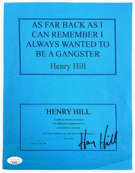 Lot Detail - American Mobster Henry Hill signed Sheet with Quote (JSA)