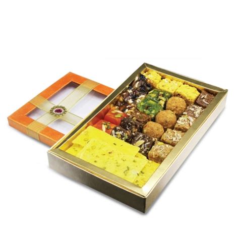 Buy Assorted Barfi, Halwa & Dry Fruit Besan Ladoos in Fancy Box Online ...