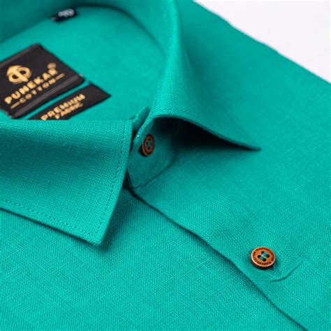 Peacock Green Color Prime Linen Shirt For Men – Punekar Cotton
