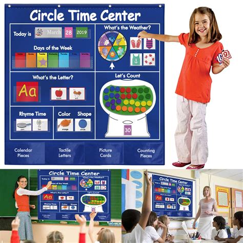 Syosicircle Learning Time Center Pocket Chart Calendar Set Educational ...