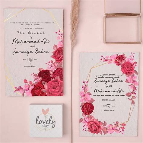 Plantable Pink Red Floral Arched Nikah Seed Invitation | Wildlense.com