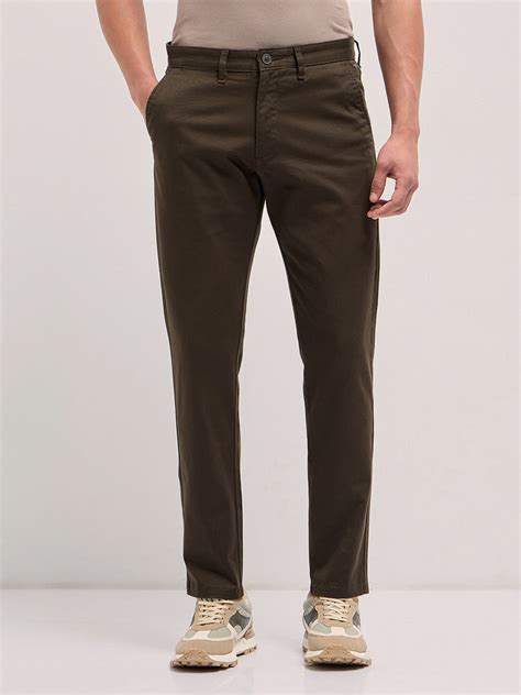 Shop Olive Solid Slim Fit Casual Chino Trouser Online – bearhouseindia