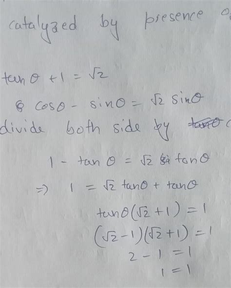 Question 10If tan 0 +1 = V2, then prove that cos 0 – sin 0sin 0 = 2 ...
