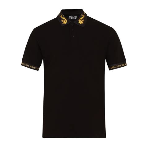 Buy Men Black Solid Baroque Collar Polo Online at The Collective - 981435