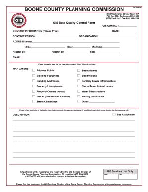 Fillable Online GIS Data Quality-Control Form - Boone County GIS Fax ...