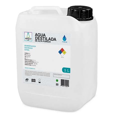 Agua Destilada de alta pureza Apolo Lab Desmineralizada, Desionizada, 5 L | Walmart en línea