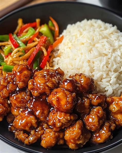 Crispy Honey Garlic Chicken With Rice And Veggies | Healthy food menu ...