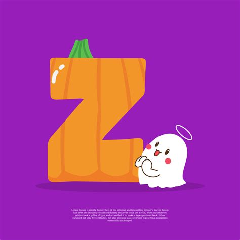 Pumpkin plus letter Z with cute ghost emoji sticker beside it vector illustration. 16297721 ...