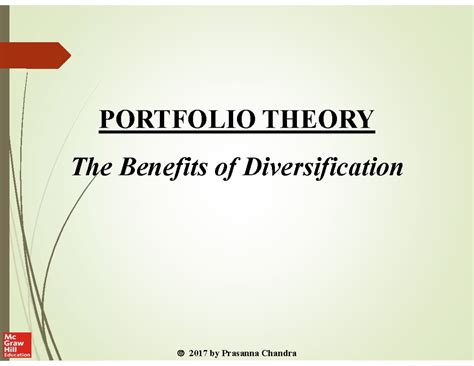 Portfolio Theory - PORTFOLIO THEORY The Benefits of Diversification ...