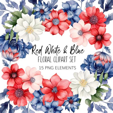 Red White And Blue Flowers Clipart at Jordan Biddle blog