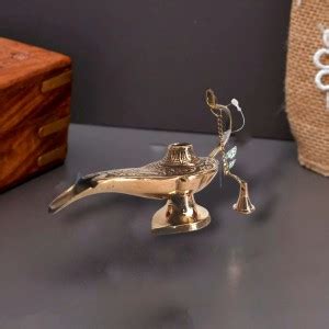 BRASS BLESSING Aladdin Brass Diya Lamp Vilakku for Puja Gifts and Home ...