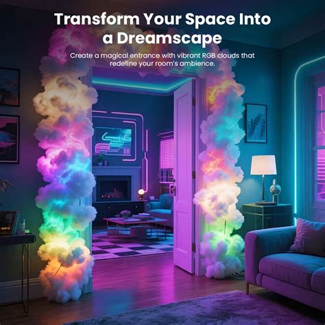 TECPHILE 3D Customizable DIY Cloud Light with App & Remote Control ...