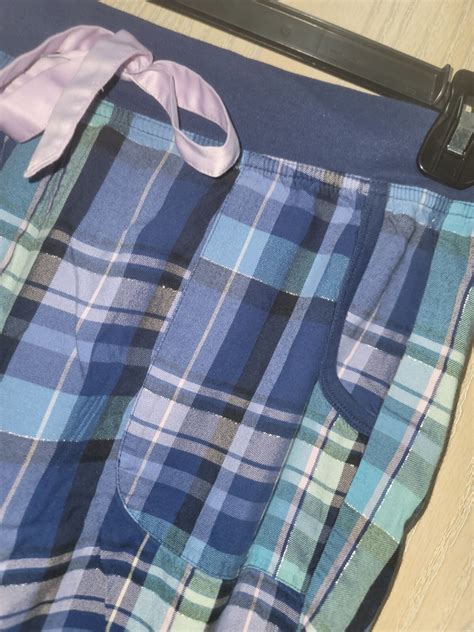 Victoria's Secret Blue Plaid Pajama Pants Satin Bow &… - Gem