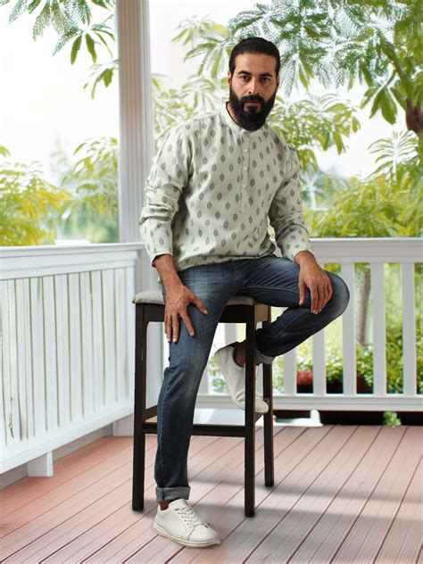 Buy Premium Pista Green Printed Latest Kurta Design for Men