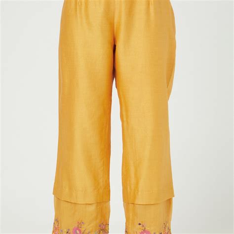 Mustard Asymmetrical Kurta Set With Embroidery – Petticoat