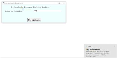Image result for Weather Notification On Desktop Python