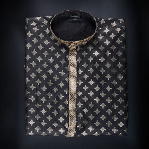 Royal Black Gold Block Print Kurta – Studd Muffyn