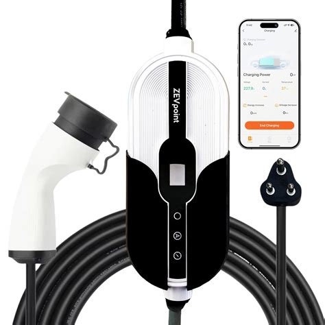 Zevpoint 3.6kW Portable EV Charger | Wall Bracket + Carry Bag | 16A, 6m ...