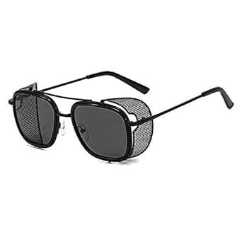 Buy ARZONAI Unisex Adult Square Sunglasses (Black Frame, Black Lens ...