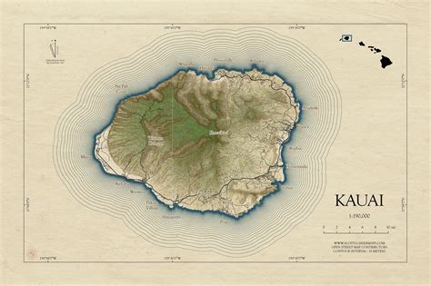 Kauai Map, Kauai Hawaii, Kauai Island Map, Kauai Print, Kauai Art ...