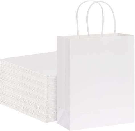 Amazon.com: Moretoes 150pcs White Medium Gift Bags with Handles - Bulk ...