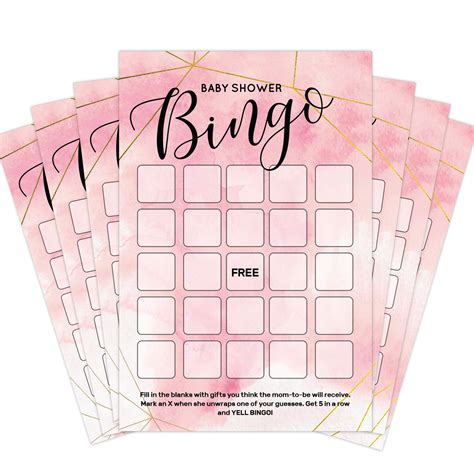 Buy 30 Pack Baby Shower Bingo Game Cards. Watercolor Baby Shower Games ...