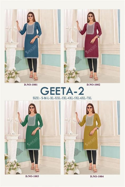 Sangeet Geeta V 2 Embroidery Sequence Kurti Collection: Textilecatalog