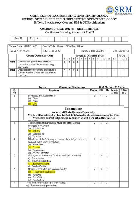 18BTO106T - Continuous Learning Assessment II: Waste to Wealth to ...