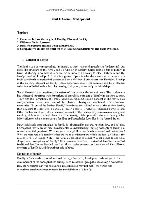 DOS UNIT 1: Exploring Social Development and Family Dynamics - Studocu