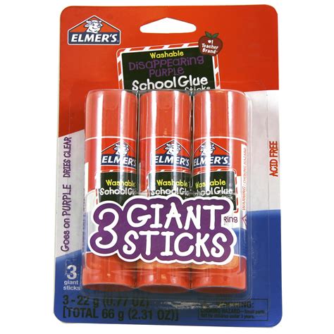 Elmer's Giant Disappearing Purple Washable School Glue Sticks, 3 Count ...
