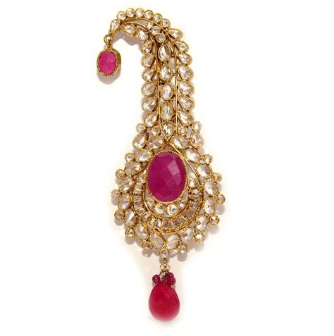 Anvi's pagdi brooch (akbar taj) studded with uncut stones and ruby at ...