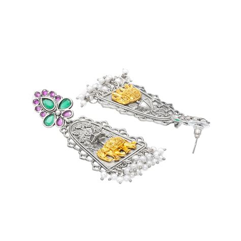 Shining Jewel Traditional Indian Matte Dual Two Tone Plated Oxidized C