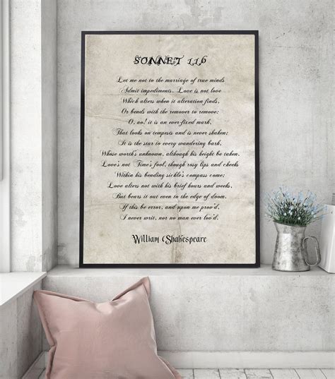 William Shakespeare Love Sonnet 116, Sonnet 116 Print, Shakespeare Love ...