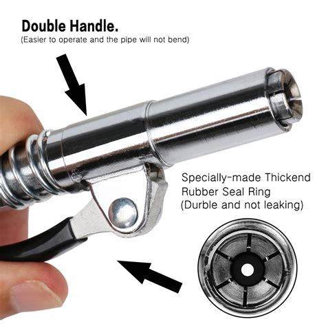 Locking Grease Coupler Adapter W/ Oil Pipe 1/8 On for Metric Zerk SAE ...